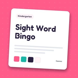 K2 sight word bingo cover